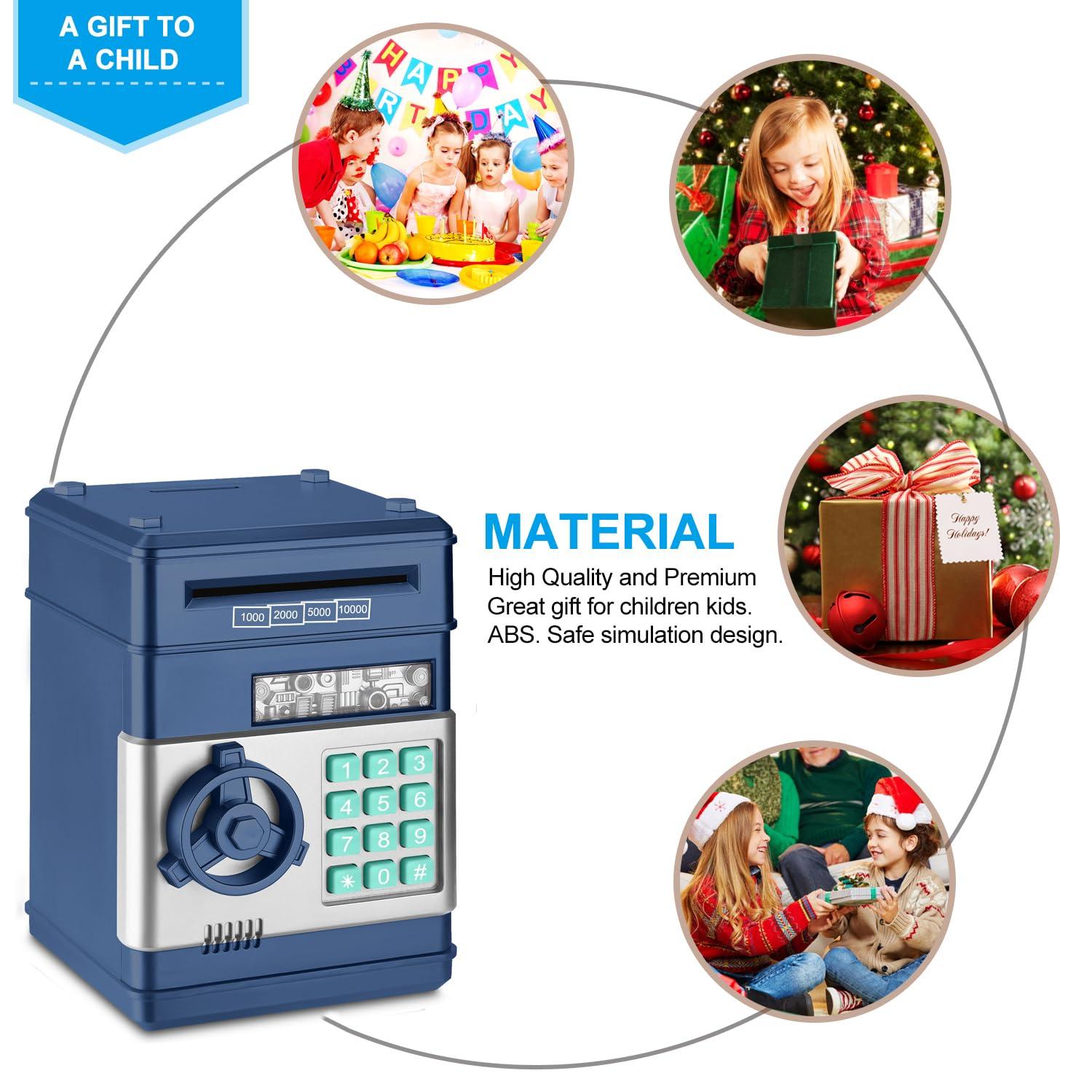 Lvelia Piggy Bank Cash Coin Can ATM Bank Electronic Coin Money Bank for Kids, Money Savings Box Large ATM Coin Bank Toys Gifts for 3-12 Year Old Boys Girls