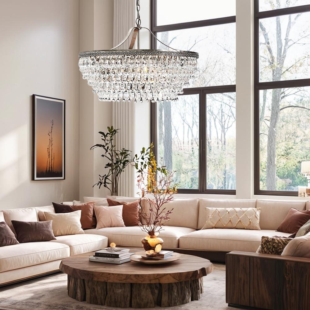 Clarissa Crystal Round Chandelier (19"-28")