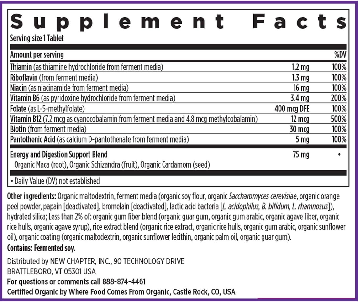 New Chapter Fermented Vitamin B Complex  - 60 Tablets