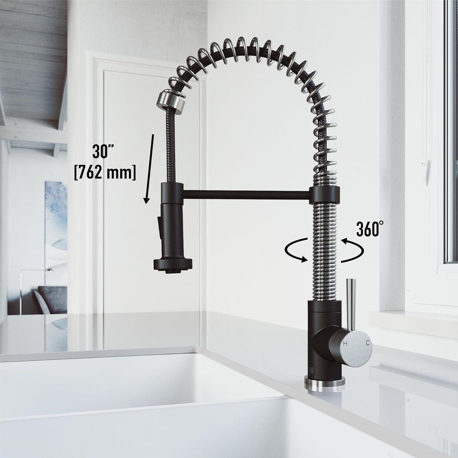 Edison 19" H 1-handle Pull-Down 2-Function Sprayer Kitchen Faucet