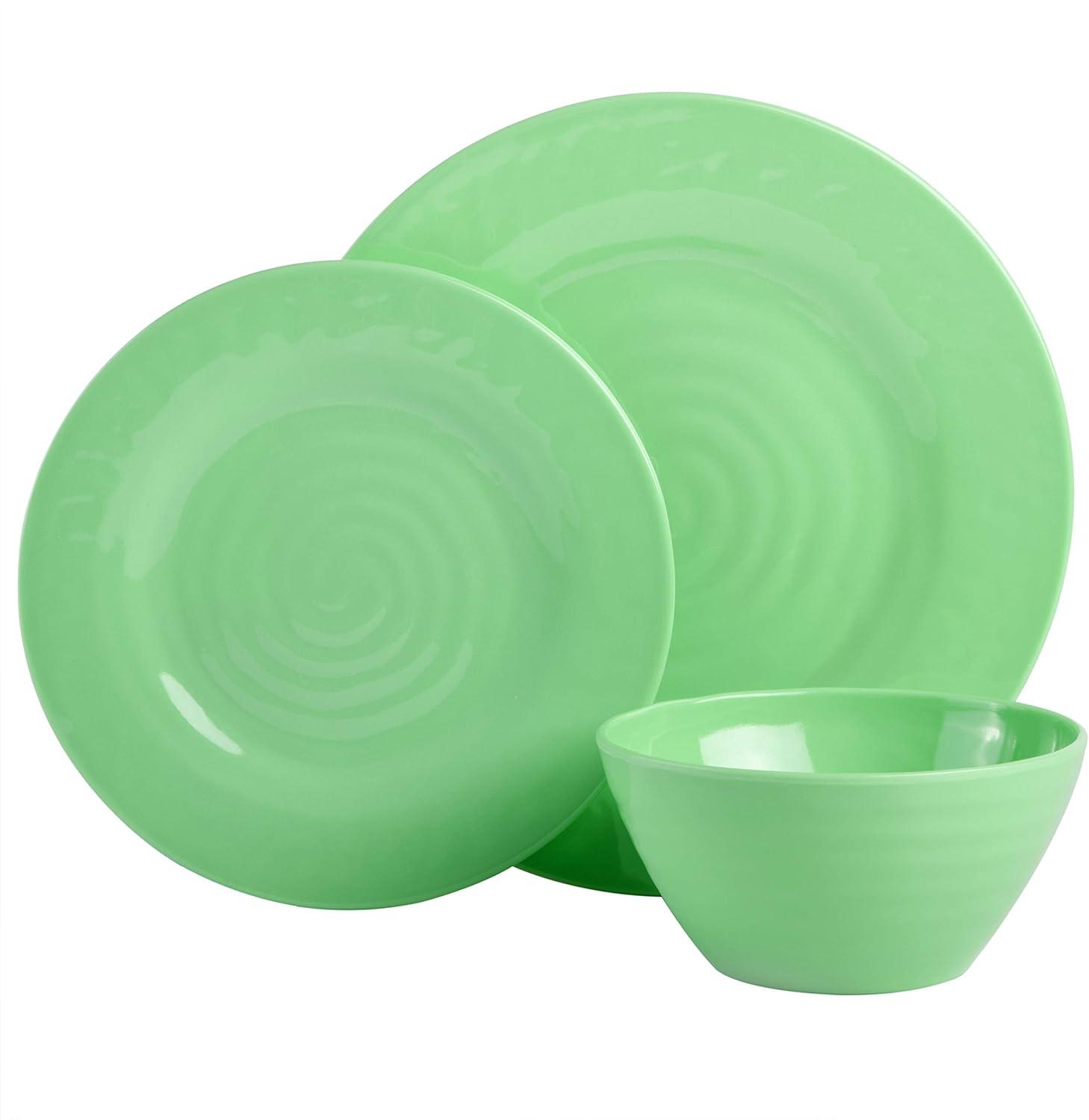 Gibson Brist 12 Piece Melamine Dinnerware Set in Assorted Colors