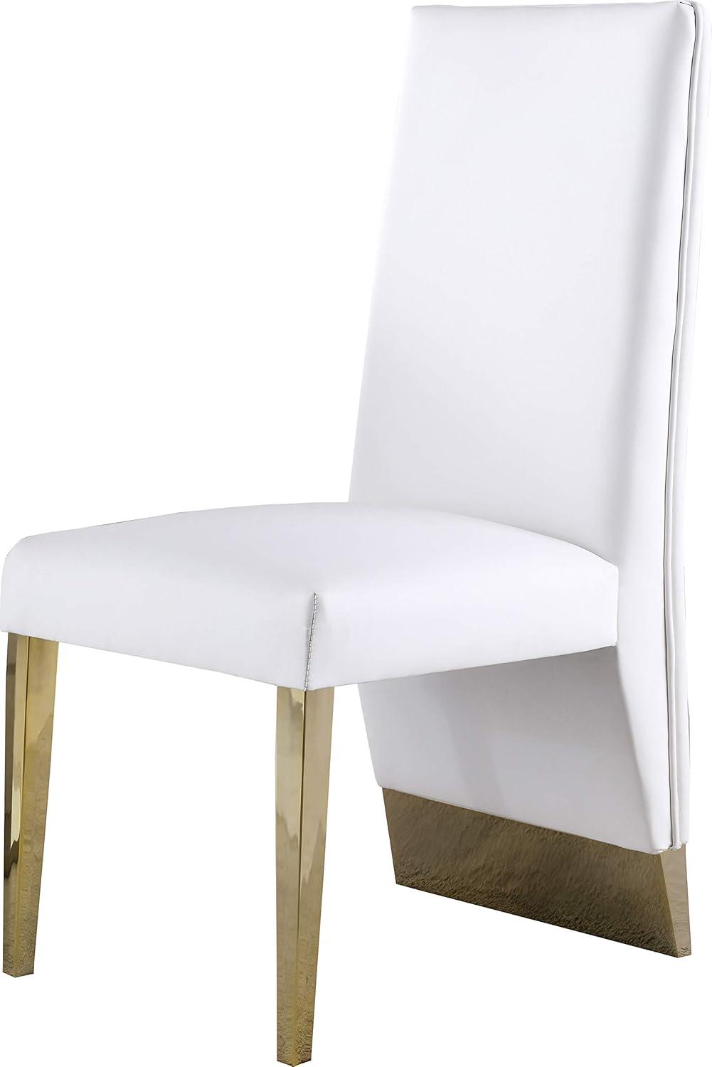 Elegant Porsha White Faux Leather & Gold Leg Dining Chairs (Set of 2)