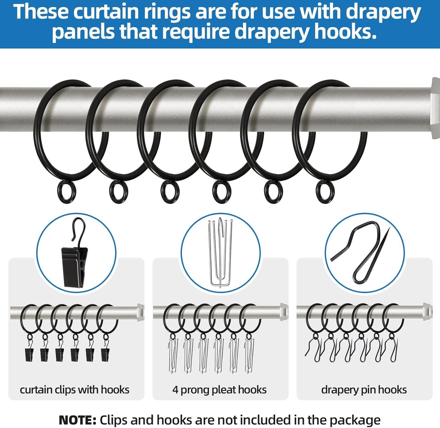Innovire 42 Pack Curtain Rings with Eyelet 1.5" Inner Diameter,Metal Drapery Ring Fits up to 1.25" Drapery Rod,Glide Smoothly Curtain Rod Rings,Strong Vintage Decorative Rustproof Curtain Ho