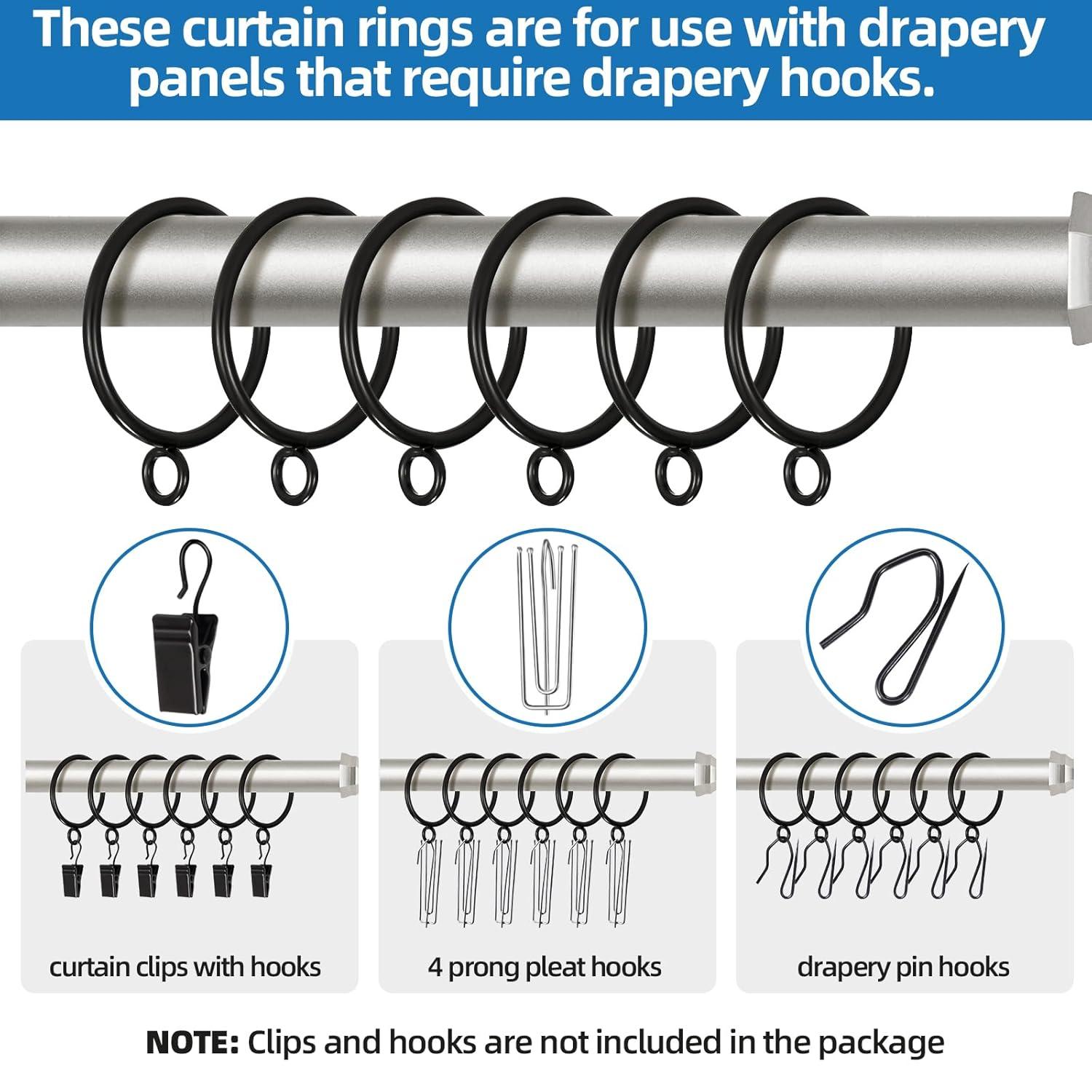 Innovire 42 Pack Curtain Rings with Eyelet 1.5" Inner Diameter,Metal Drapery Ring Fits up to 1.25" Drapery Rod,Glide Smoothly Curtain Rod Rings,Strong Vintage Decorative Rustproof Curtain Ho