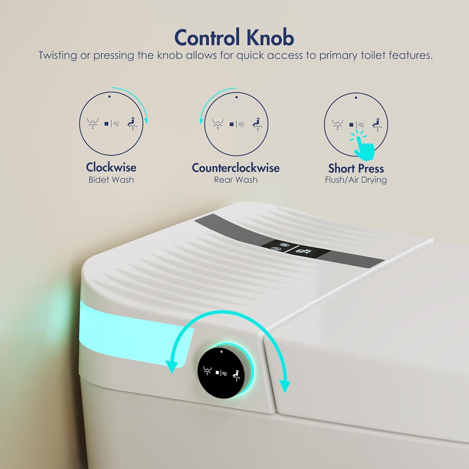 Eridanus White Vitreous China Smart Bidet Toilet with Heated Seat and Remote Control