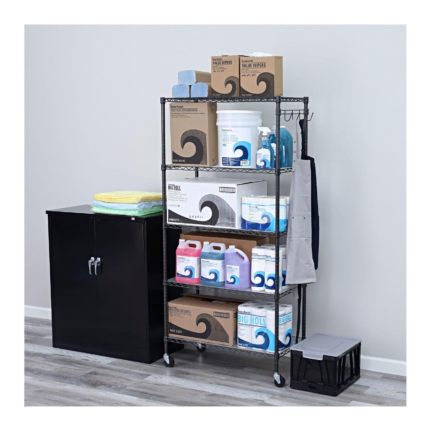 GEROBOOM 5- Wire Shelving Kit with Casters and  Liners  36w x 18d x 72h  Black Anthracite