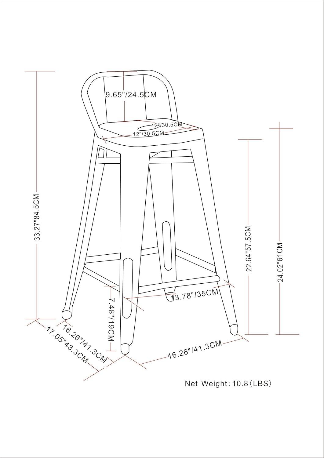 Simpli Home Rayne 24" Metal Counter Stool in Distressed White (Set of 2)