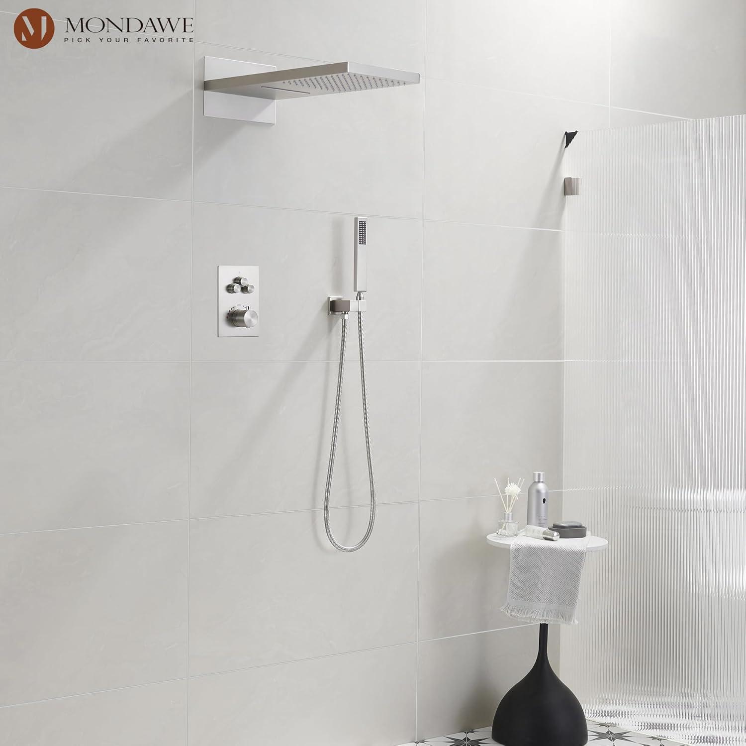 3-Function Rainfall Thermostatic Complete Shower System with Rough-in Valve