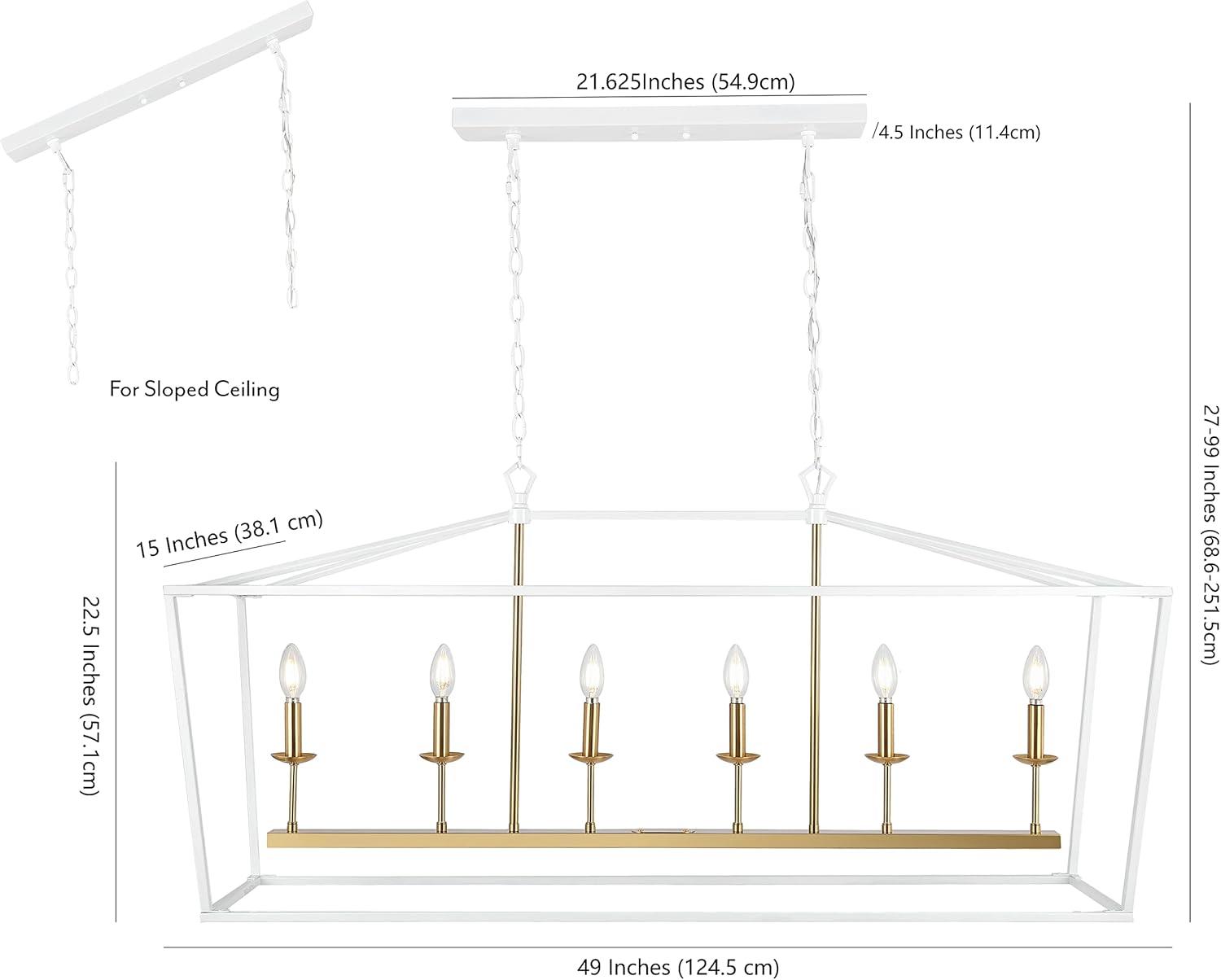 Pagoda 49" Satin White Iron Candle-Style Linear Chandelier