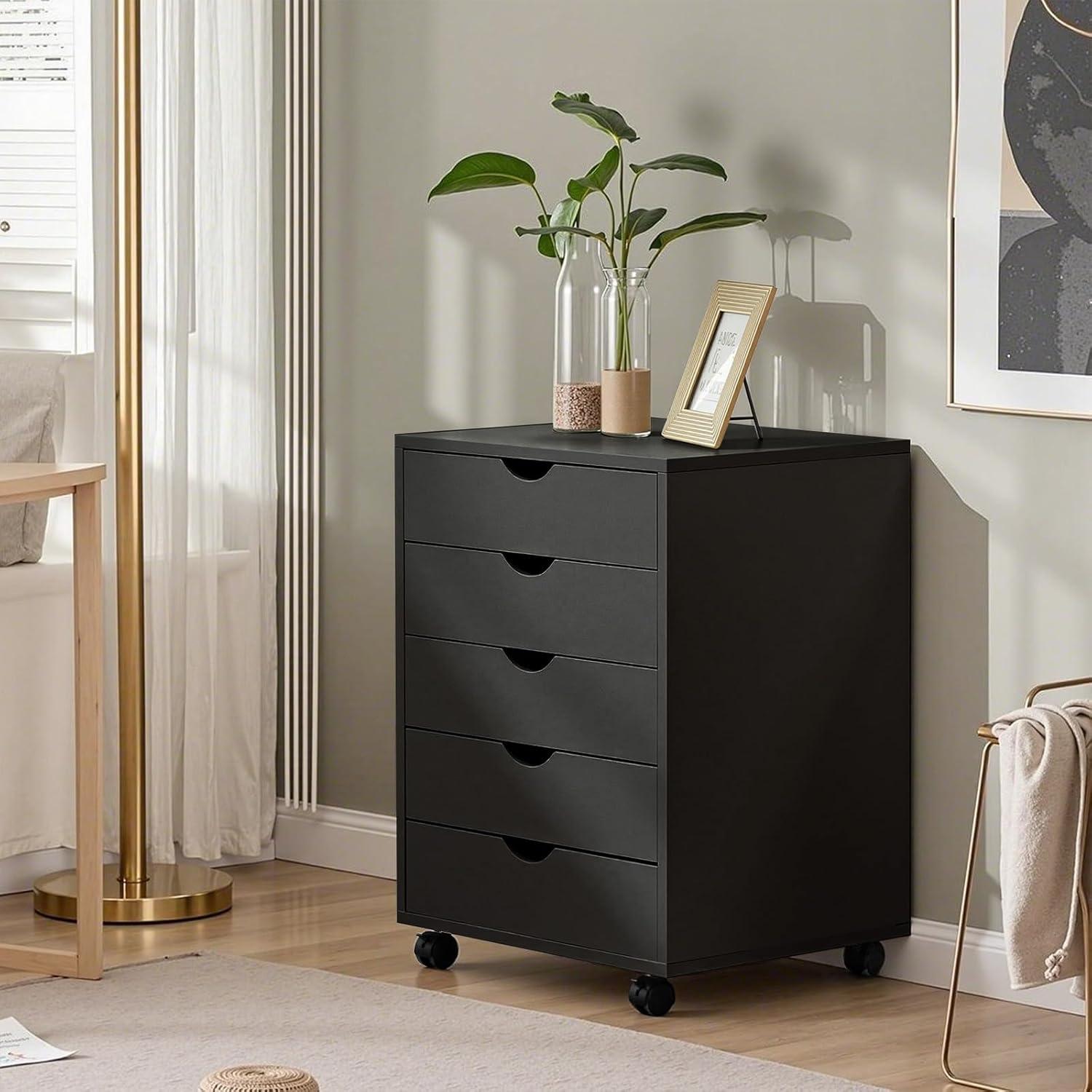 HeSLehs 7-Drawer Organizer, Tall Chest of Drawers with Caster Wheels, Alex Drawers File for Home Office, White