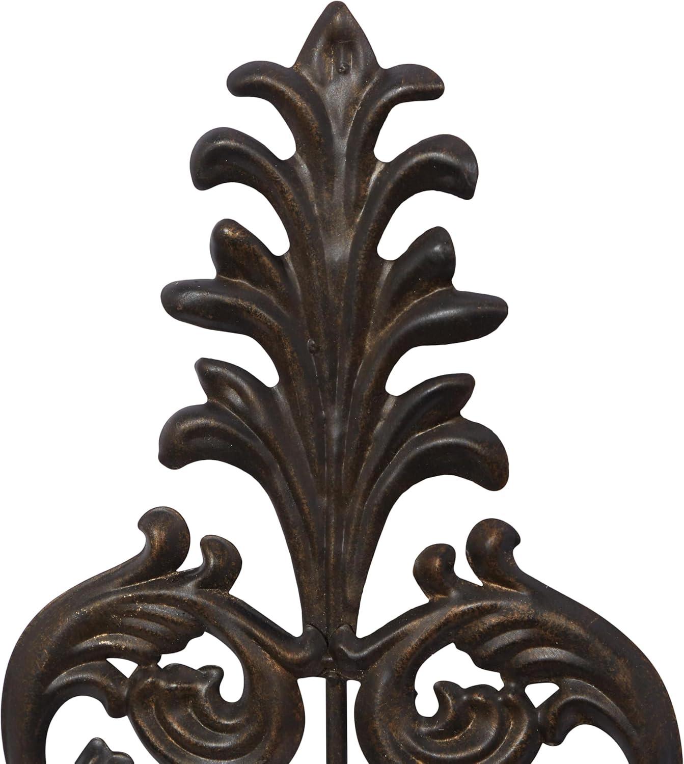 DecMode Bronze Glass Wall Sconce with Scroll Designs