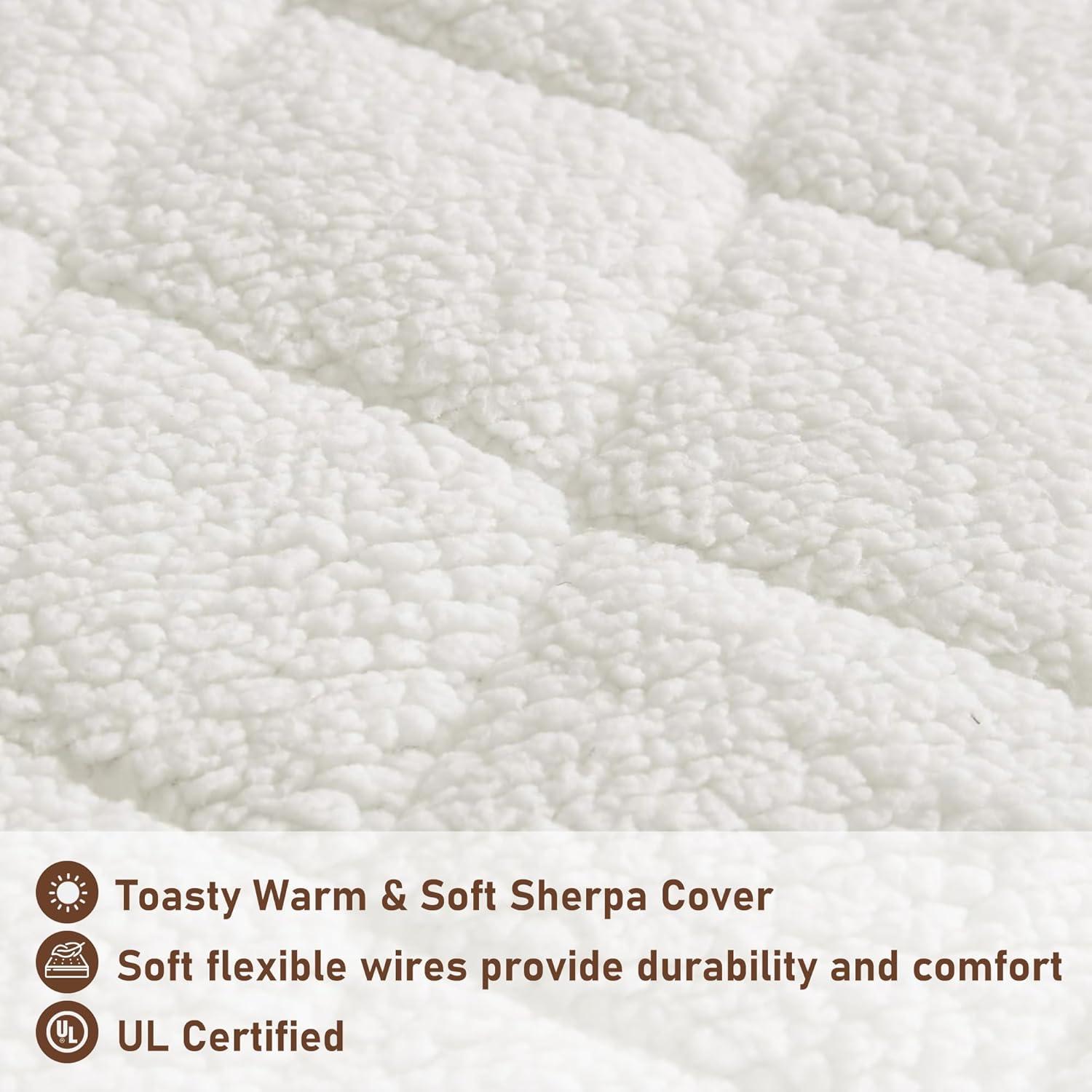 Woolrich Woolrich Electric Heated Sherpa White Mattress Pad Twin XL