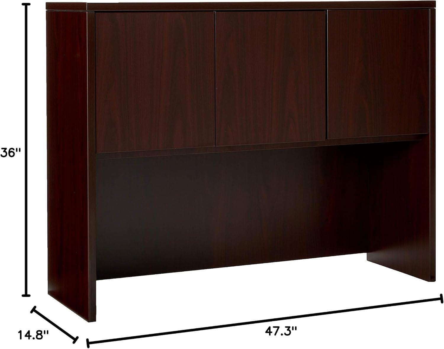 Lorell Essentials Hutch with Doors 47.3" x 14.8" x 36" - Drawer(s)3 Door(s) - Finish: Laminate, Mahogany