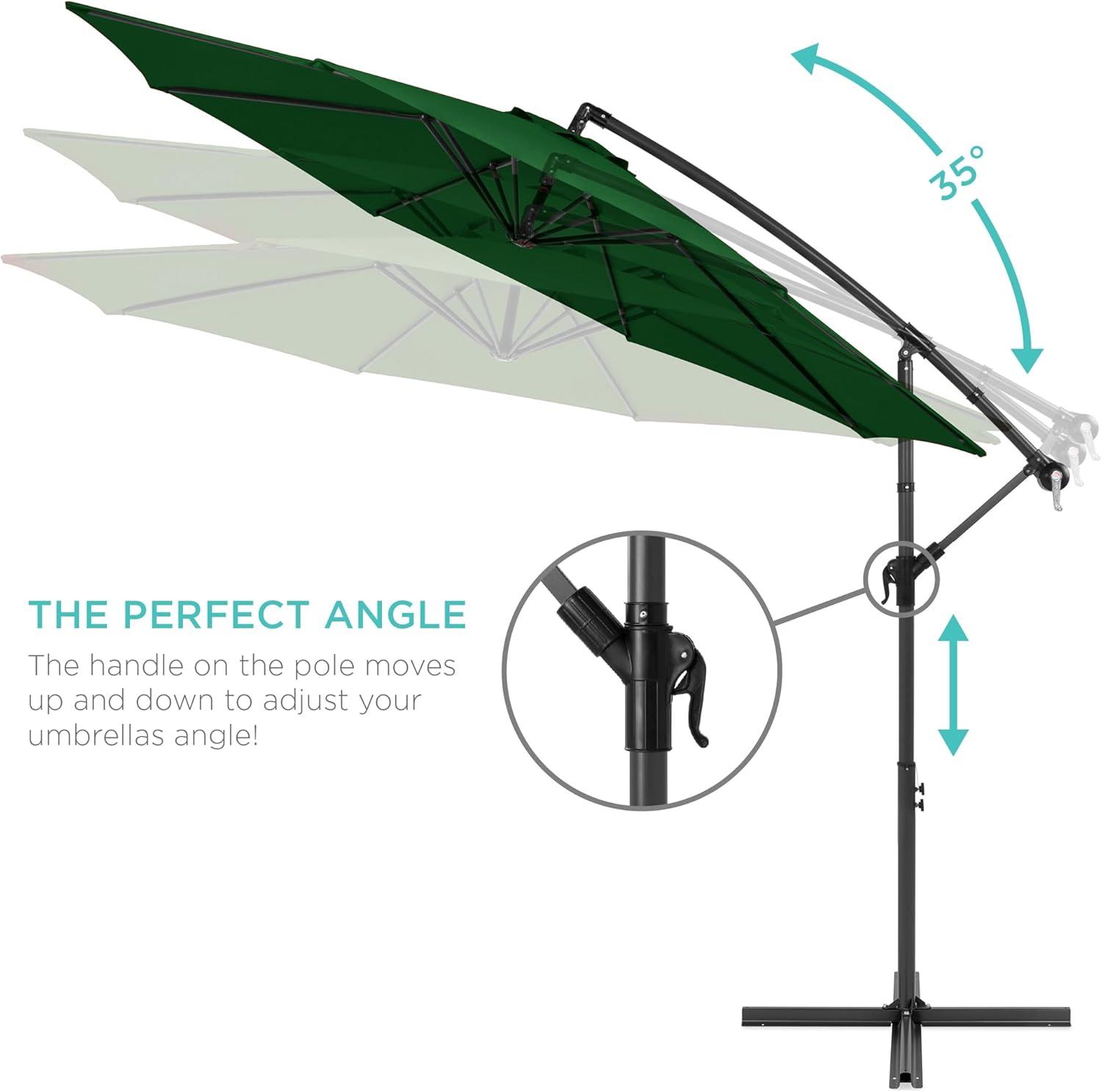 Best Choice Products 10ft Offset Hanging Outdoor Market Patio Umbrella w/ Easy Tilt Adjustment - Green