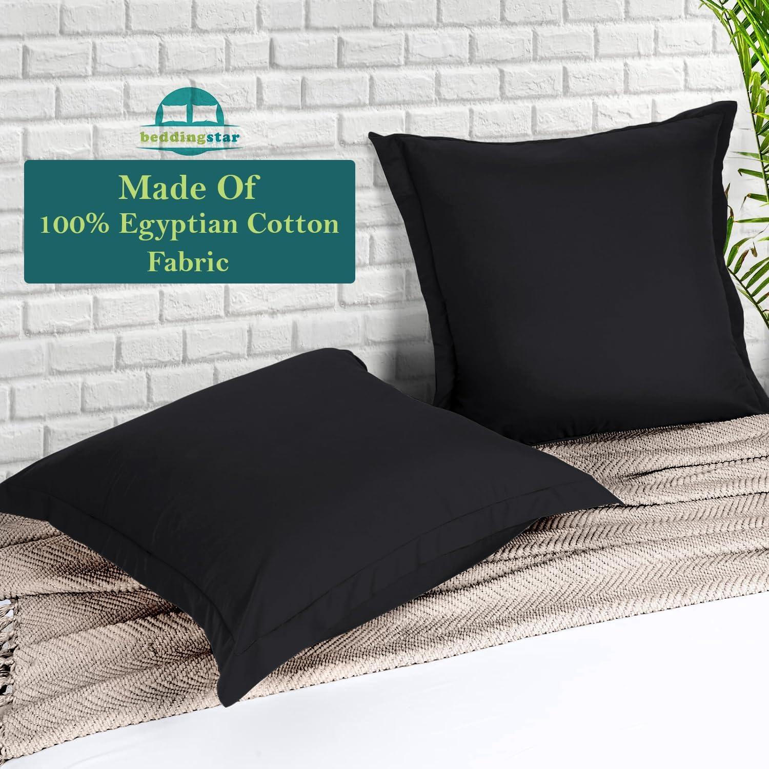 Vedanta Home Collection Square European Pillow Shams 28x28 Set of 2 Navy Blue Euro Shams 600 Thread Count 100% Natural Cotton Euro Pillow Shams Decorative