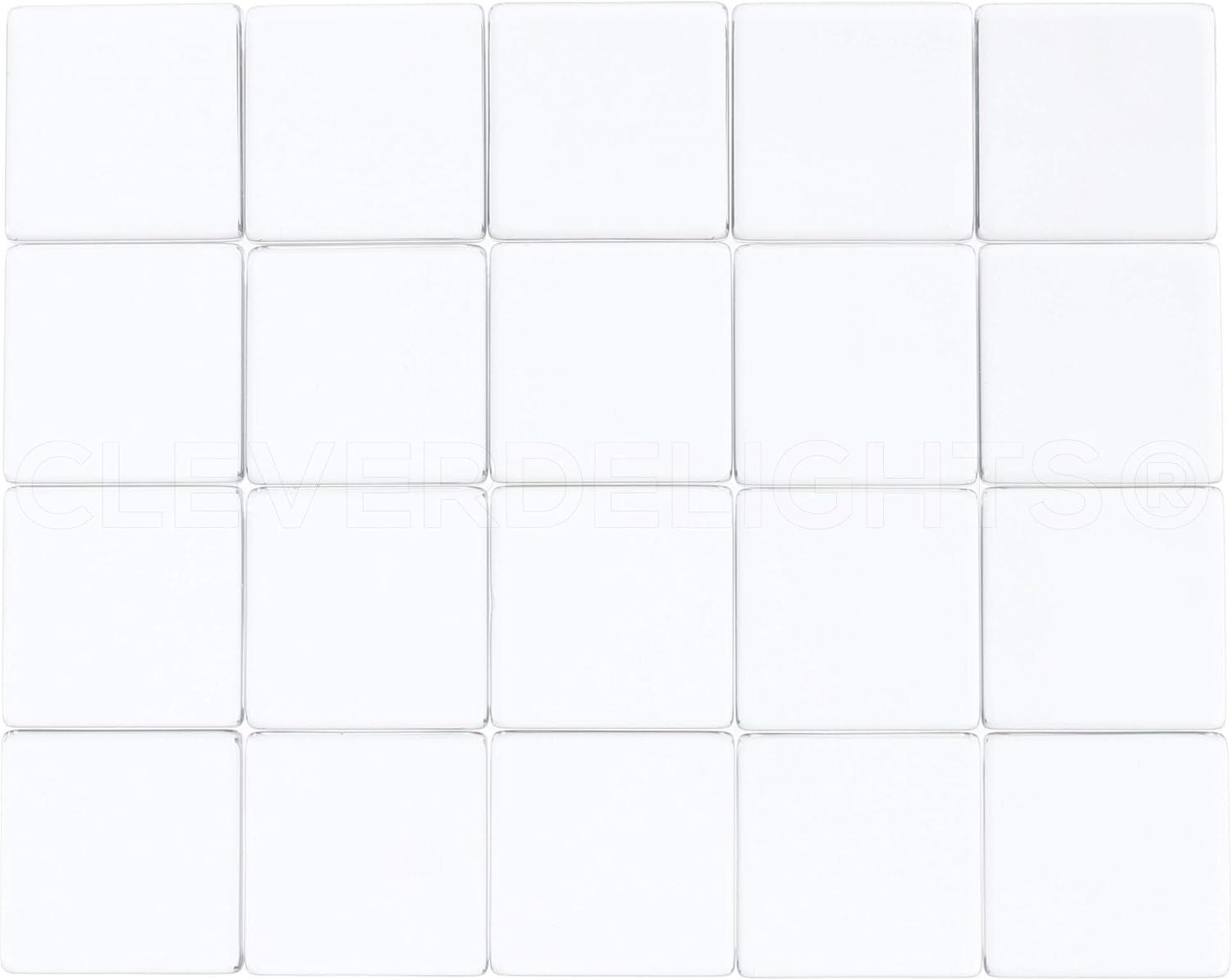 CleverDelights 1" Square Glass Tiles - 50 Pack - Clear 1 Inch Craft Tiles