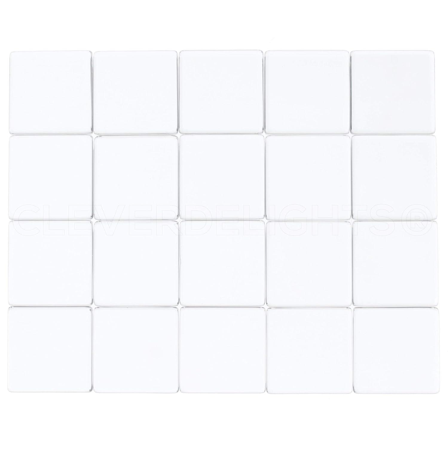 CleverDelights 1" Square Glass Tiles - 50 Pack - Clear 1 Inch Craft Tiles