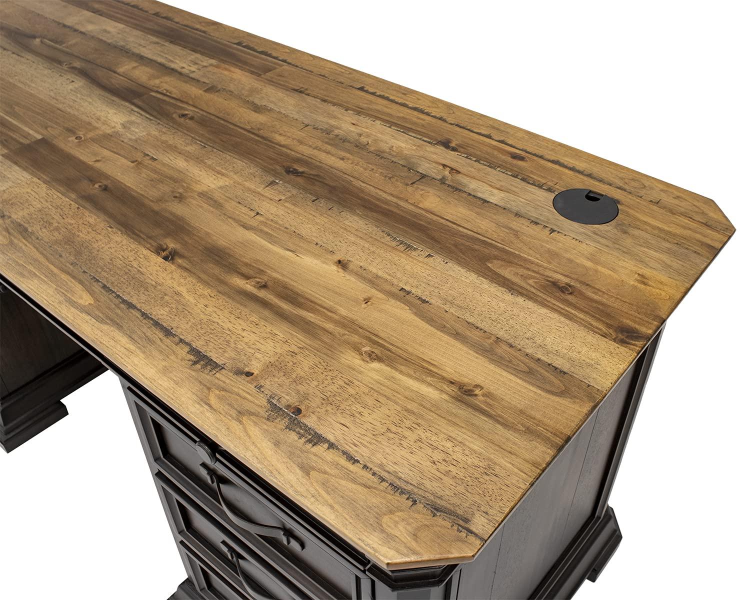 Sonoma Double Pedestal Desk Brown - Martin Furniture: Antique Bronze Hardware, Wood Veneer, No Assembly Required