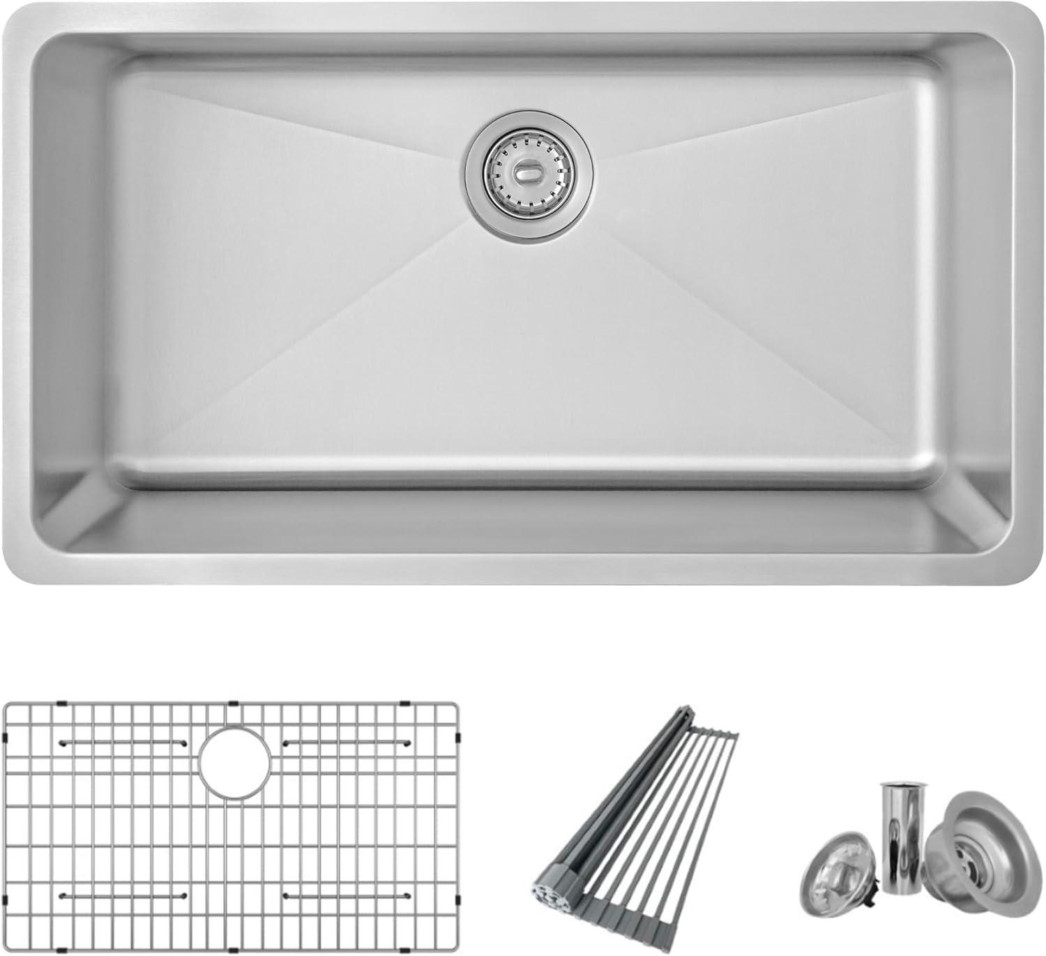 AZUNI Dual Mount Single-Bowl Stainless Steel Kitchen Sink