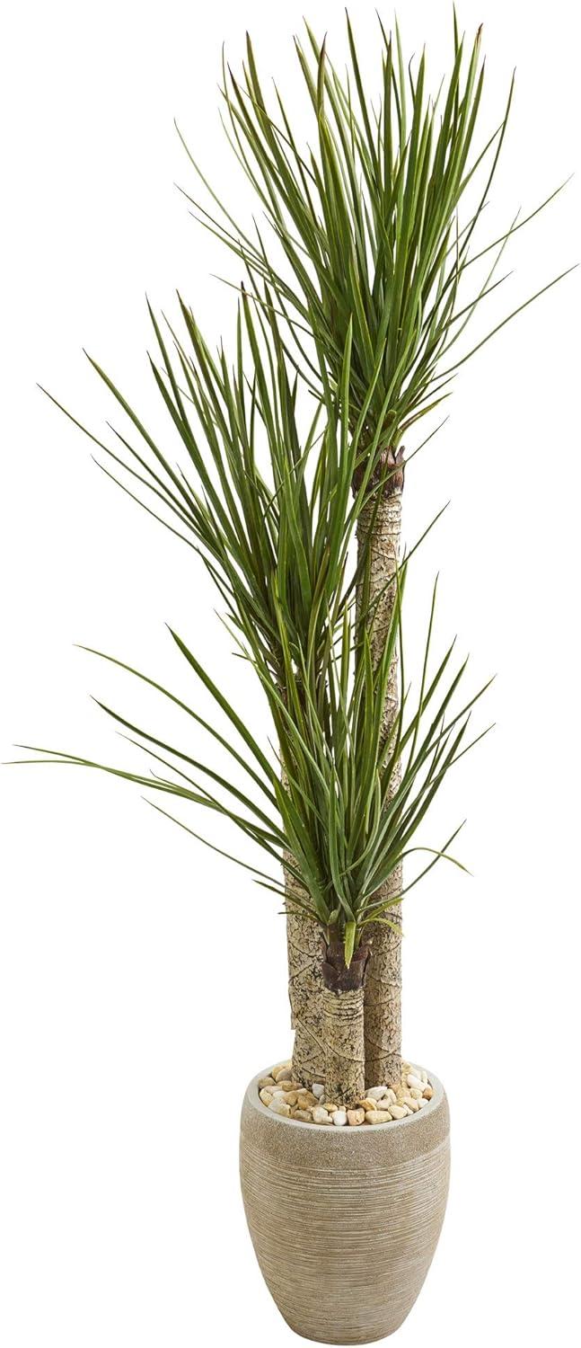 Nearly Natural 64-in Yucca Artificial Tree in Sand Colored Planter