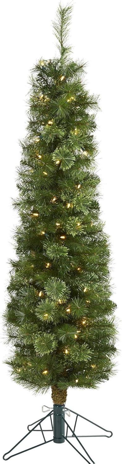 Nearly Natural 5' Green Pencil Prelit LED Multifunction Light Artificial Christmas Tree