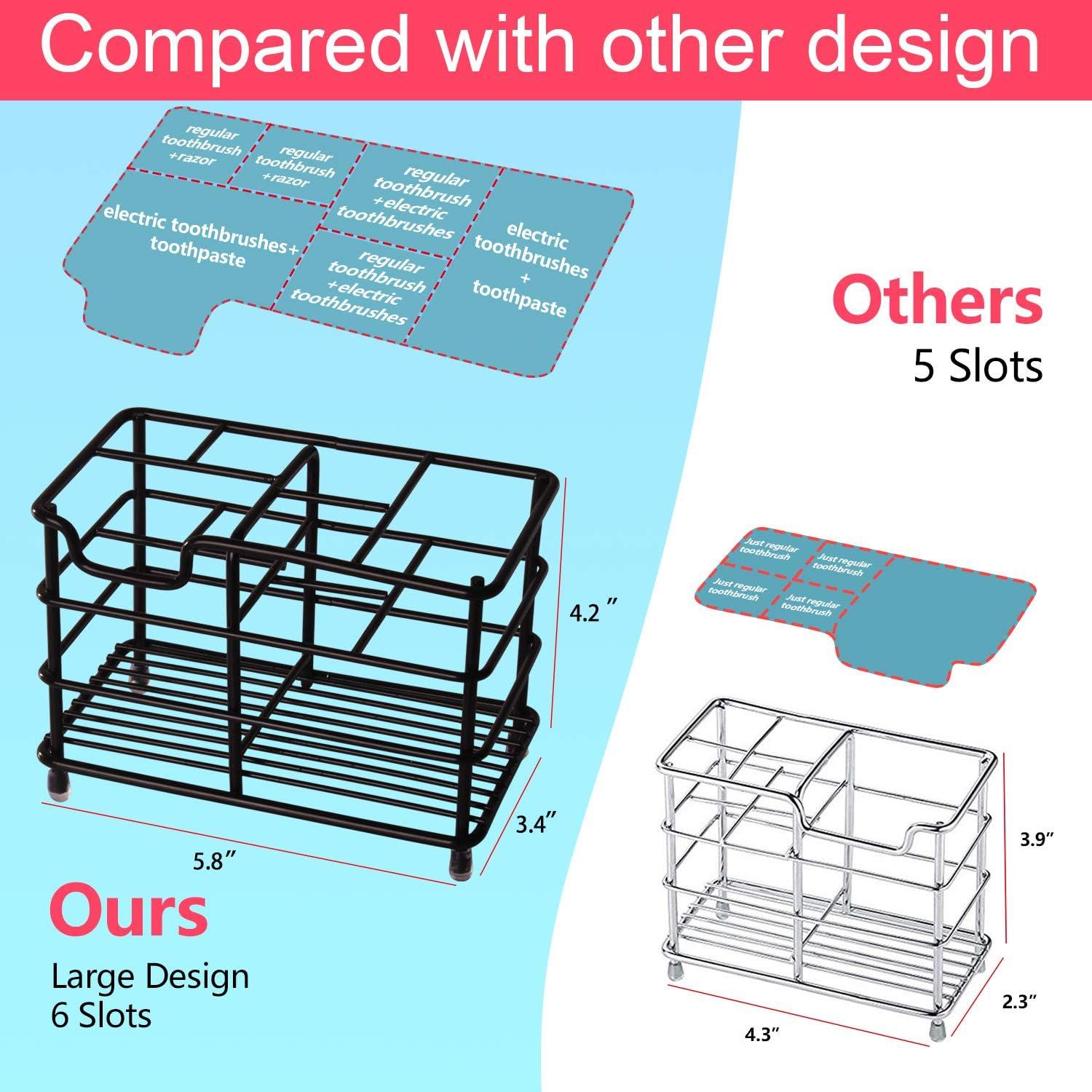 HYRIXDIRECT Toothbrush Holders for Bathrooms Stainless Steel Rustproof Toothbrush and Toothpaste Holder Organizer Tooth Brush Storage Stand