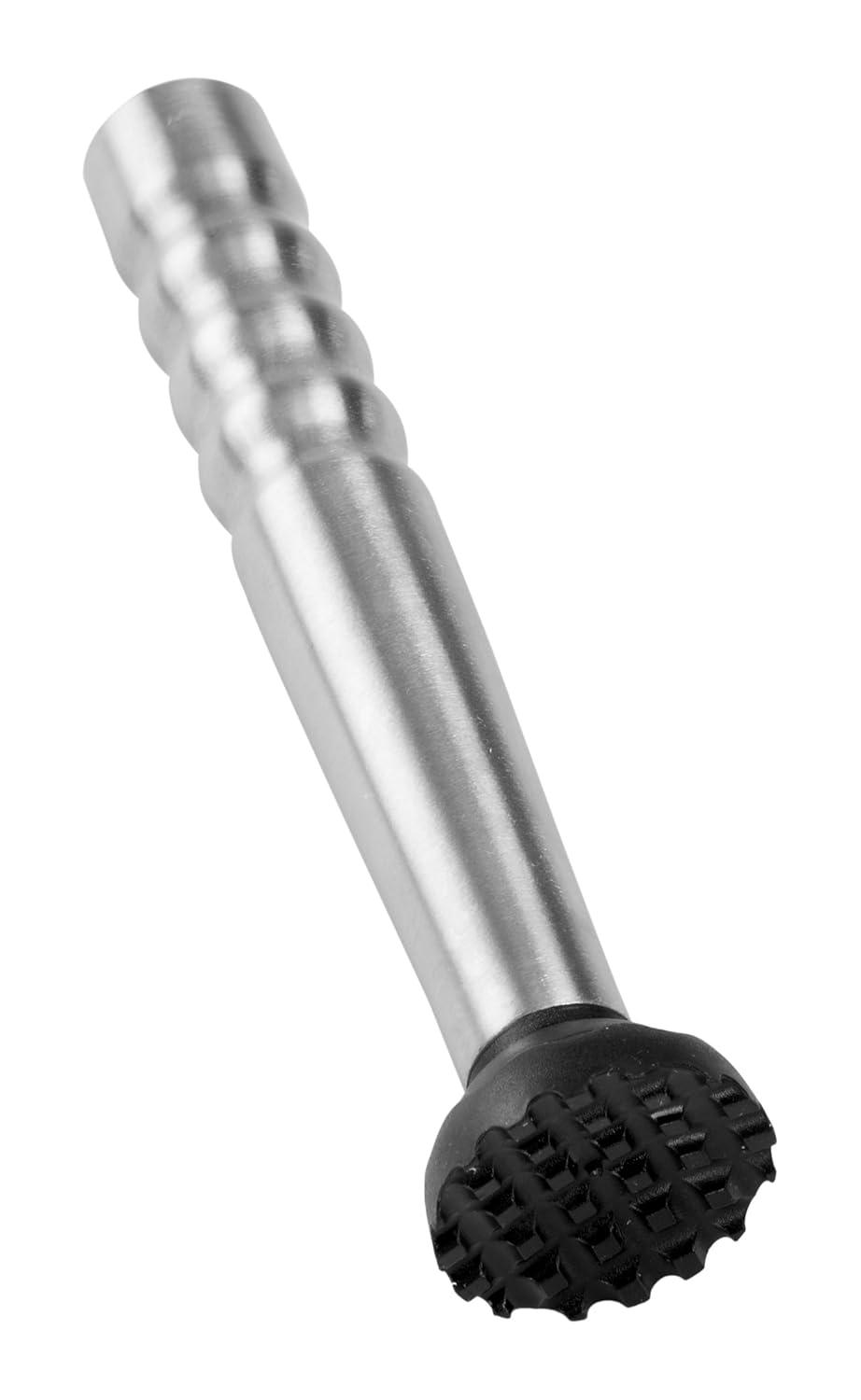 7-Inch Silver Stainless Steel Cocktail Muddler with Rubber Head