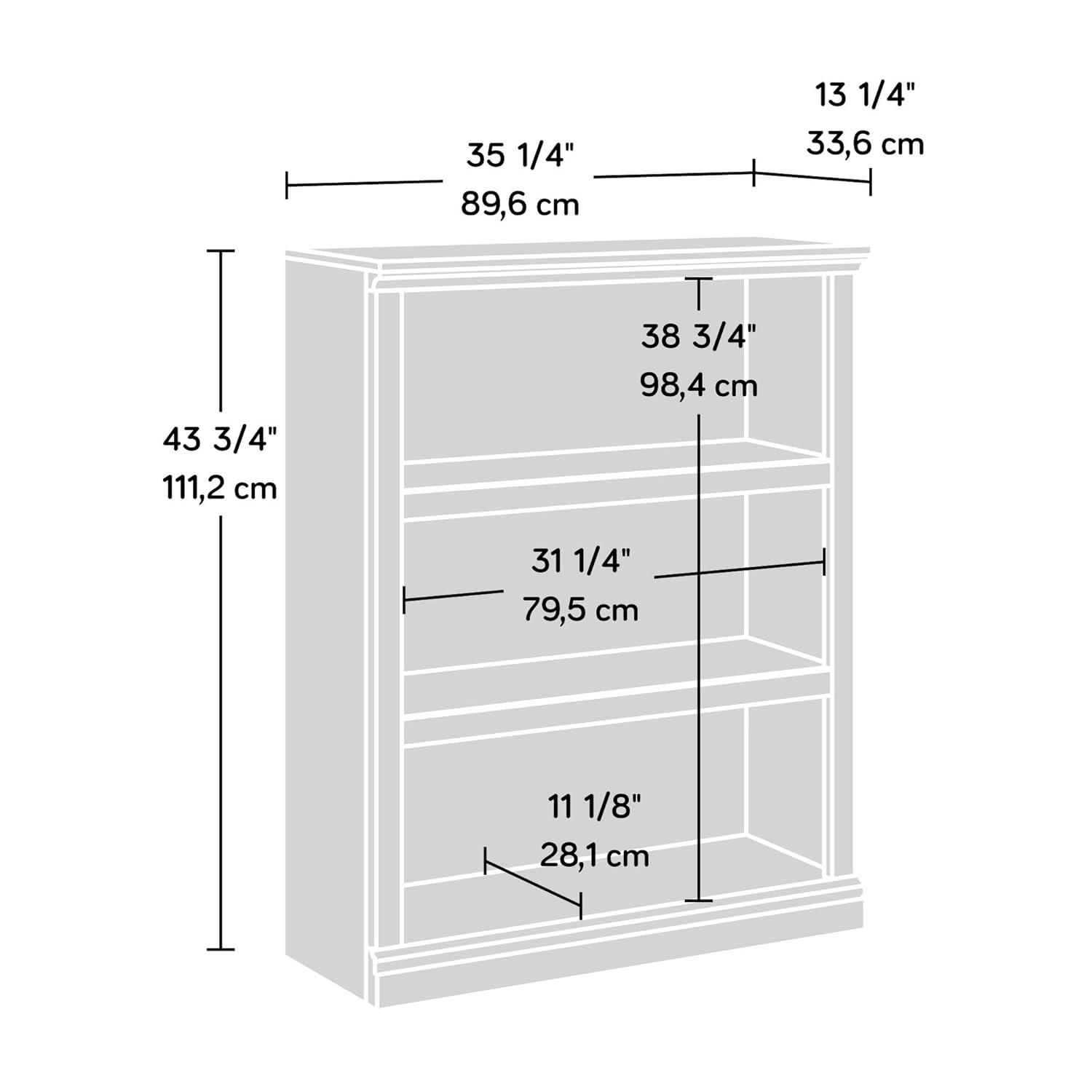 44" 3 Shelf Bookcase White - Sauder: Farmhouse Style, Smooth Laminate Finish, MDF Construction