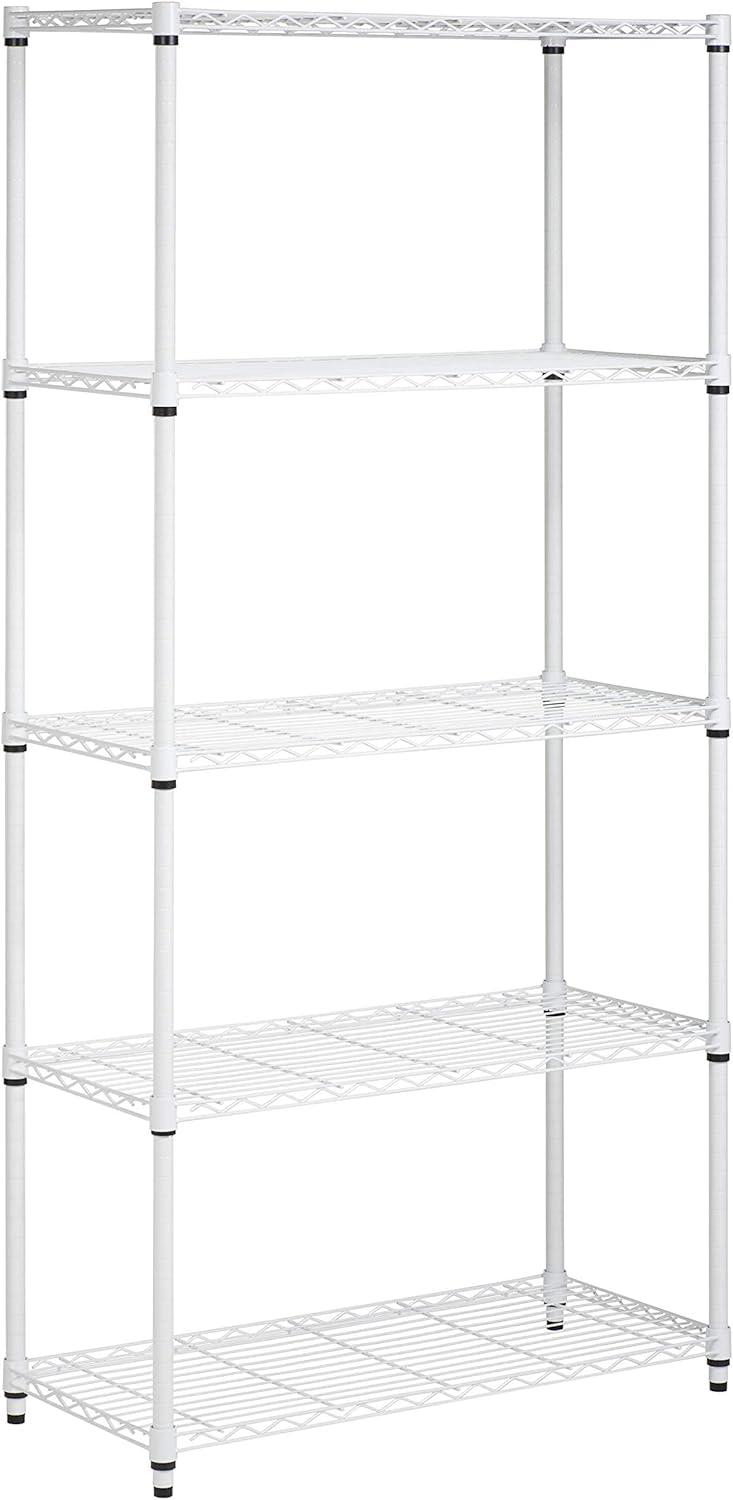 Honey-Can-Do 5-Tier Heavy-Duty Adjustable Shelving Unit With 350-lb Shelf Capacity, White,Shelves & Shelf Units White,Steel