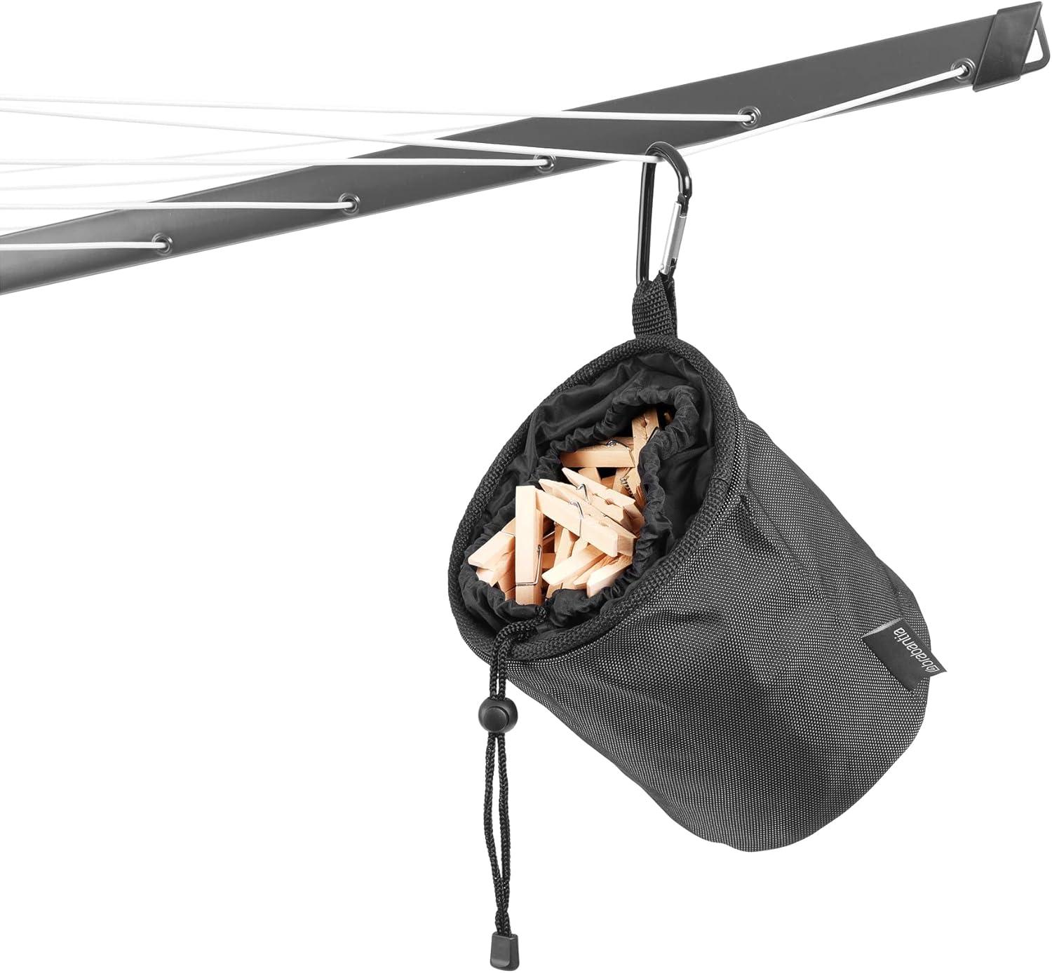 Anthracite Height Adjustable Steel Outdoor Rotary Clothesline with Cover and Clothespins