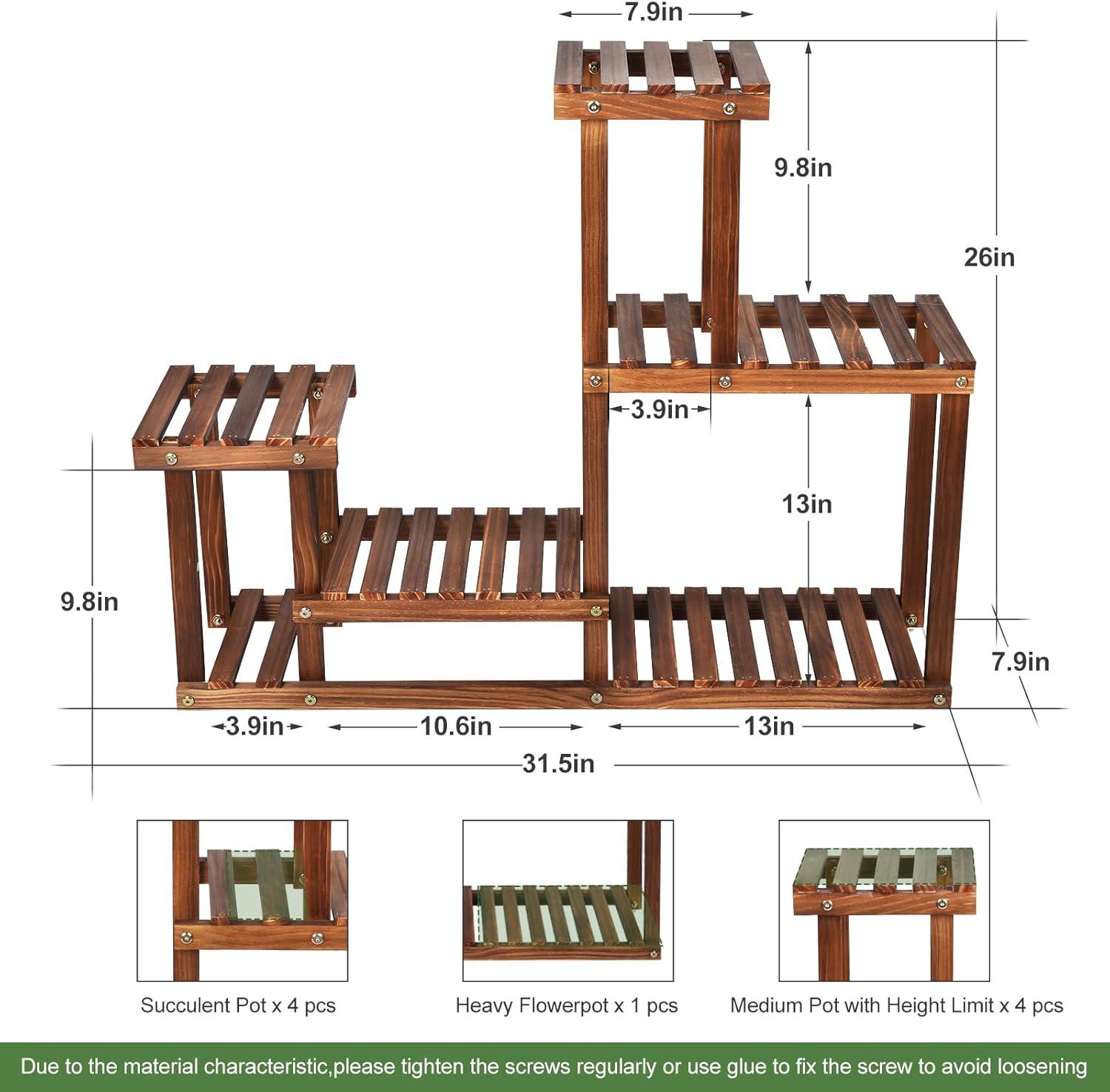 Pine Wood Multi-Tier Indoor Outdoor Plant Stand