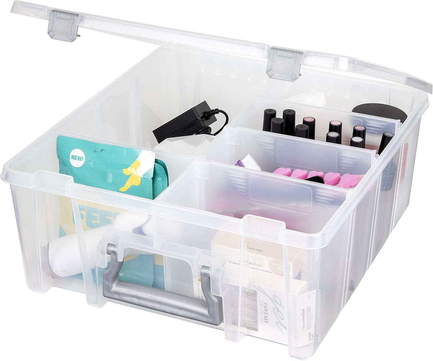 Clear Plastic Stackable Storage Box with Dividers