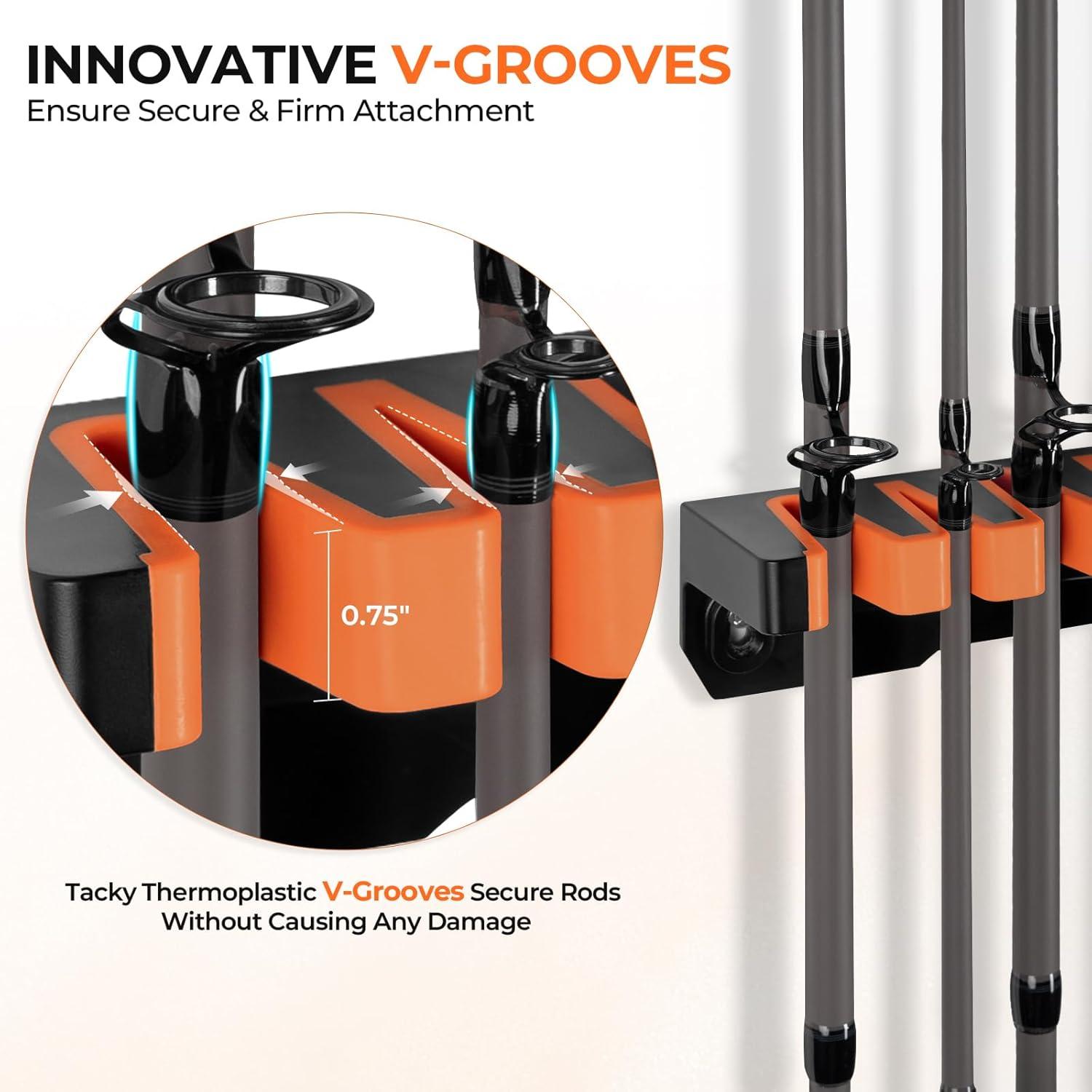 KastKing V15HD Heavy Duty Vertical Fishing Rod Holder – Wall Mounted Fishing Rod Rack, Store 15 Large Rods or Fishing Rod Combos in 18 Inches, Great Fishing Pole Holder and Rack, 1 Pack