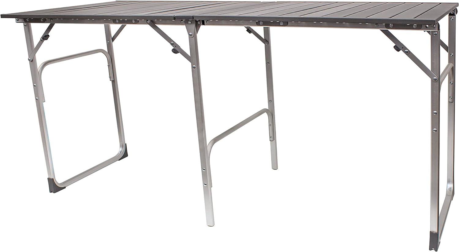 GCI Outdoor Aluminium Rectangle Slim Fold Camping Dining Table - Black Chrome