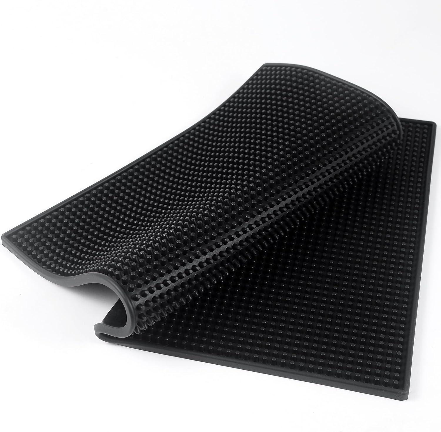 Black Silicone 18'' x 12'' Bar Service Mats, Set of 2