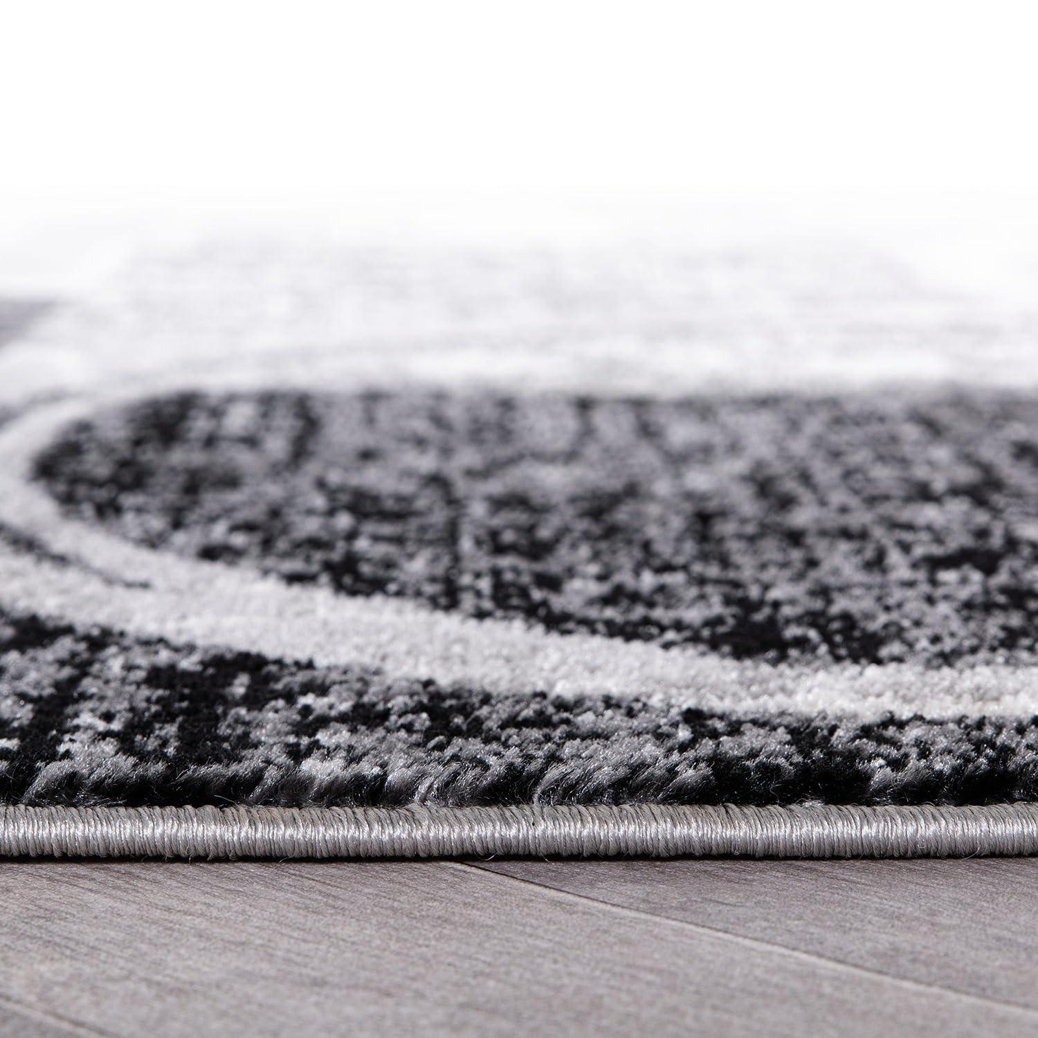 Cream and Gray Abstract Synthetic 10' x 14' Area Rug