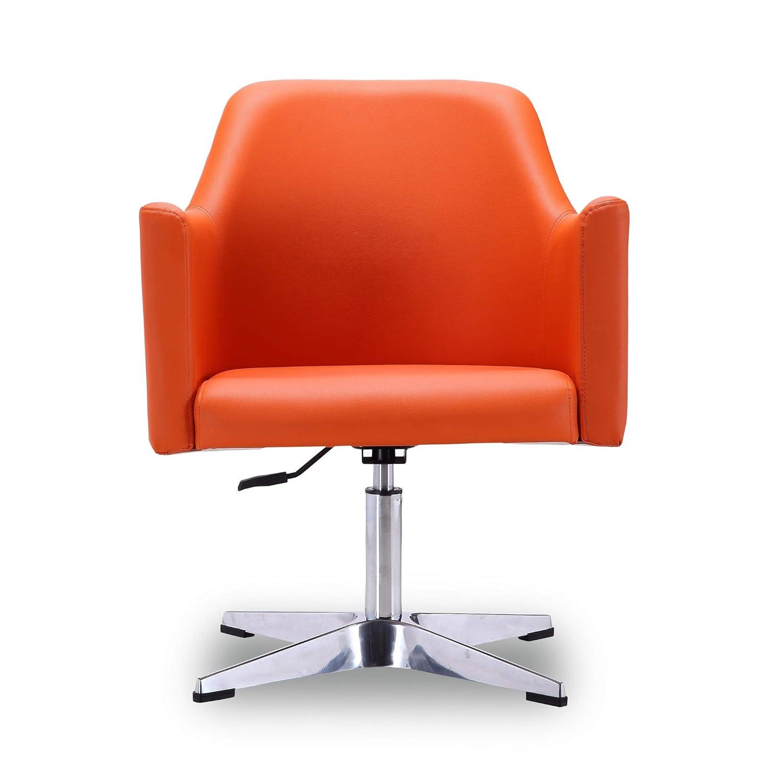 Pelo Faux Leather Adjustable Height Swivel Accent Chair Orange - Manhattan Comfort: Chrome-Plated, Modern Design, 300 lbs Capacity