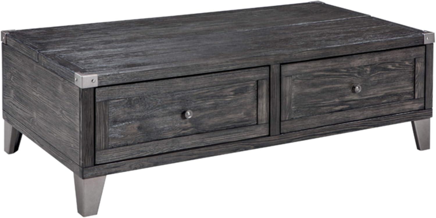 Dark Gray Rectangular Lift-Top Coffee Table with Storage