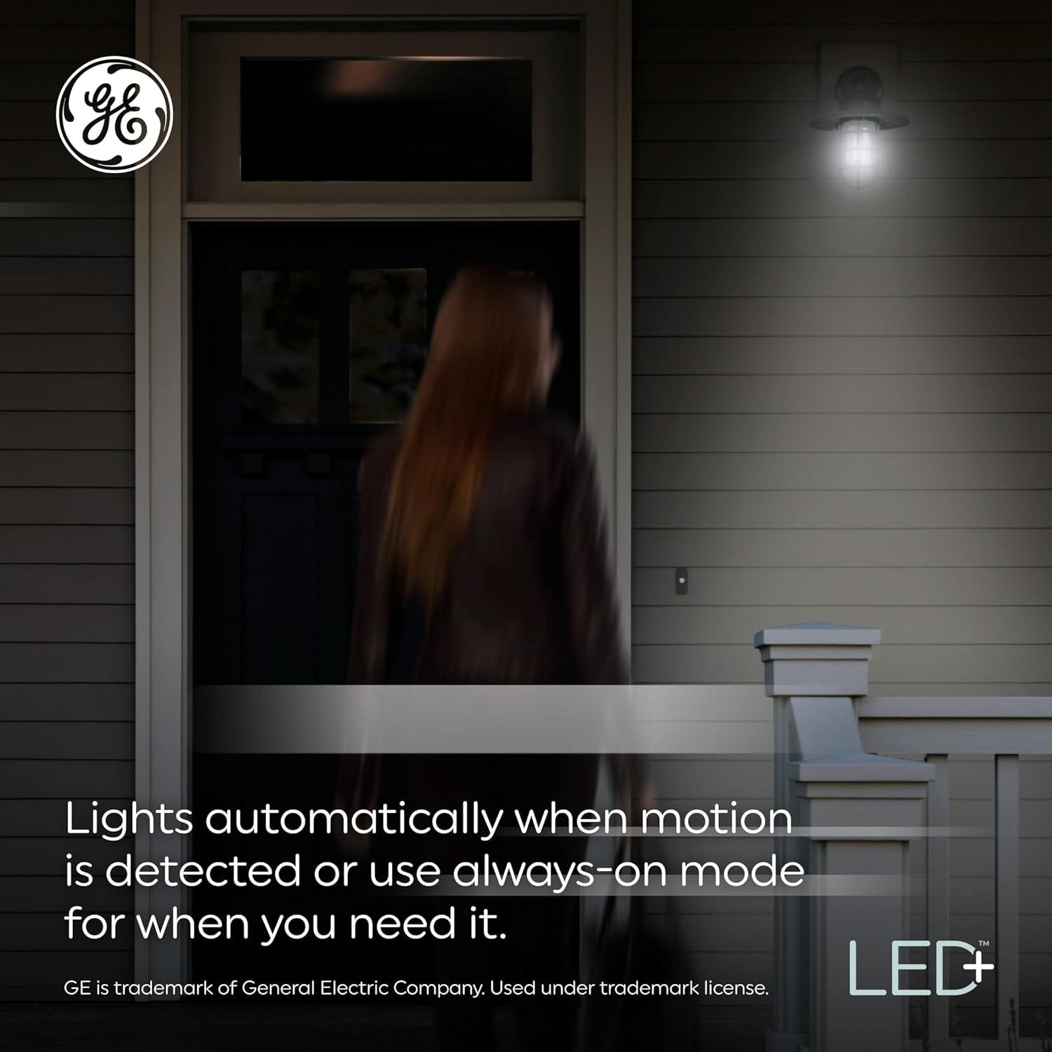 (2 pack) GE LED+ Motion LED Light Bulbs, 15 Watt, Security Light, PAR38, Medium Base