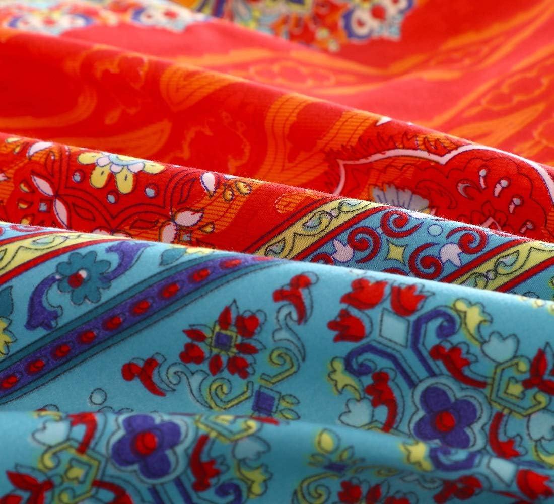 Bohemian King Duvet Cover Set - Microfiber Bedding, 3 Pieces Retro Boho for All Seasons, 1 Cover and 2 Pillowcases With Zipper Closure, Easy Care
