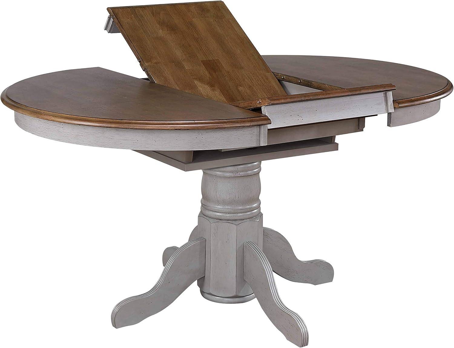 Sunset Trading Country Grove Round or Oval Extendable Dining Table | Distressed Gray and Brown Wood