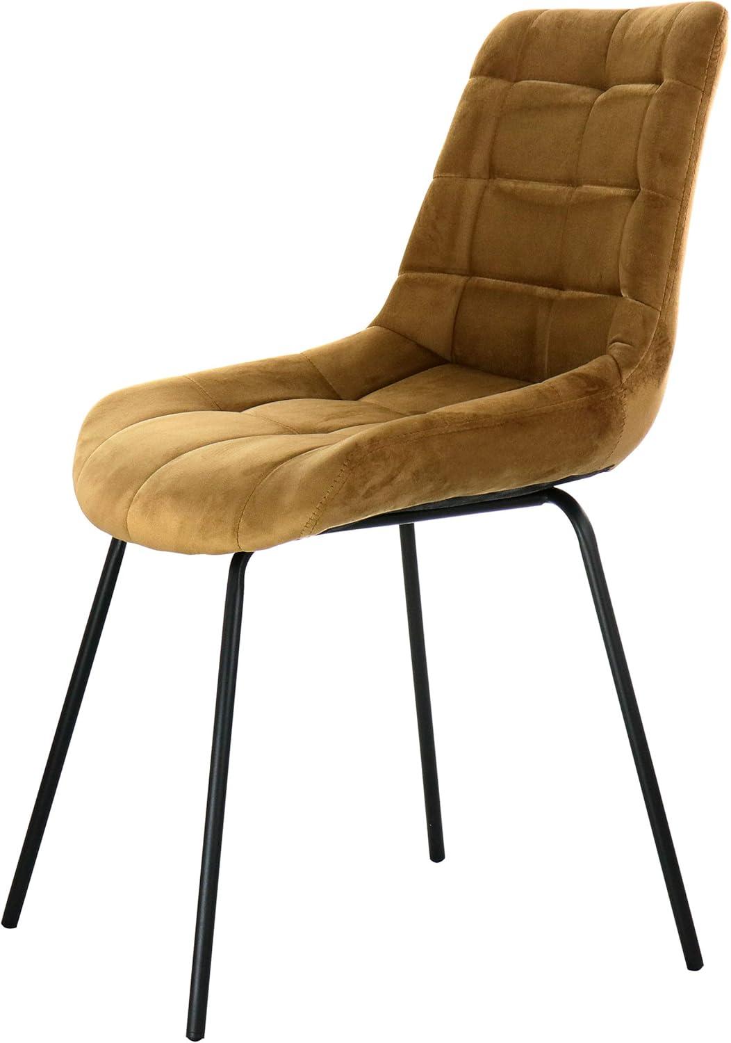 Elama Tufted Chair in Brown with Metal Legs (Set of 2)
