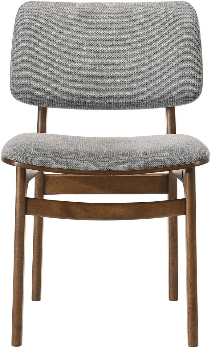 Set of 2 Lima Upholstered Wood Dining Chairs Walnut - Armen Living: Mid-Century Modern, Rubberwood Frame, Gray Polyester