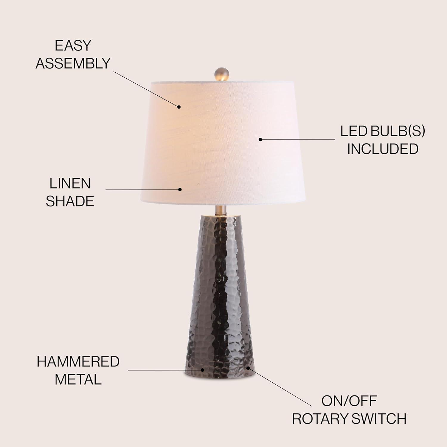 Wells 26" Hammered Metal LED Table Lamp, Black Nickel