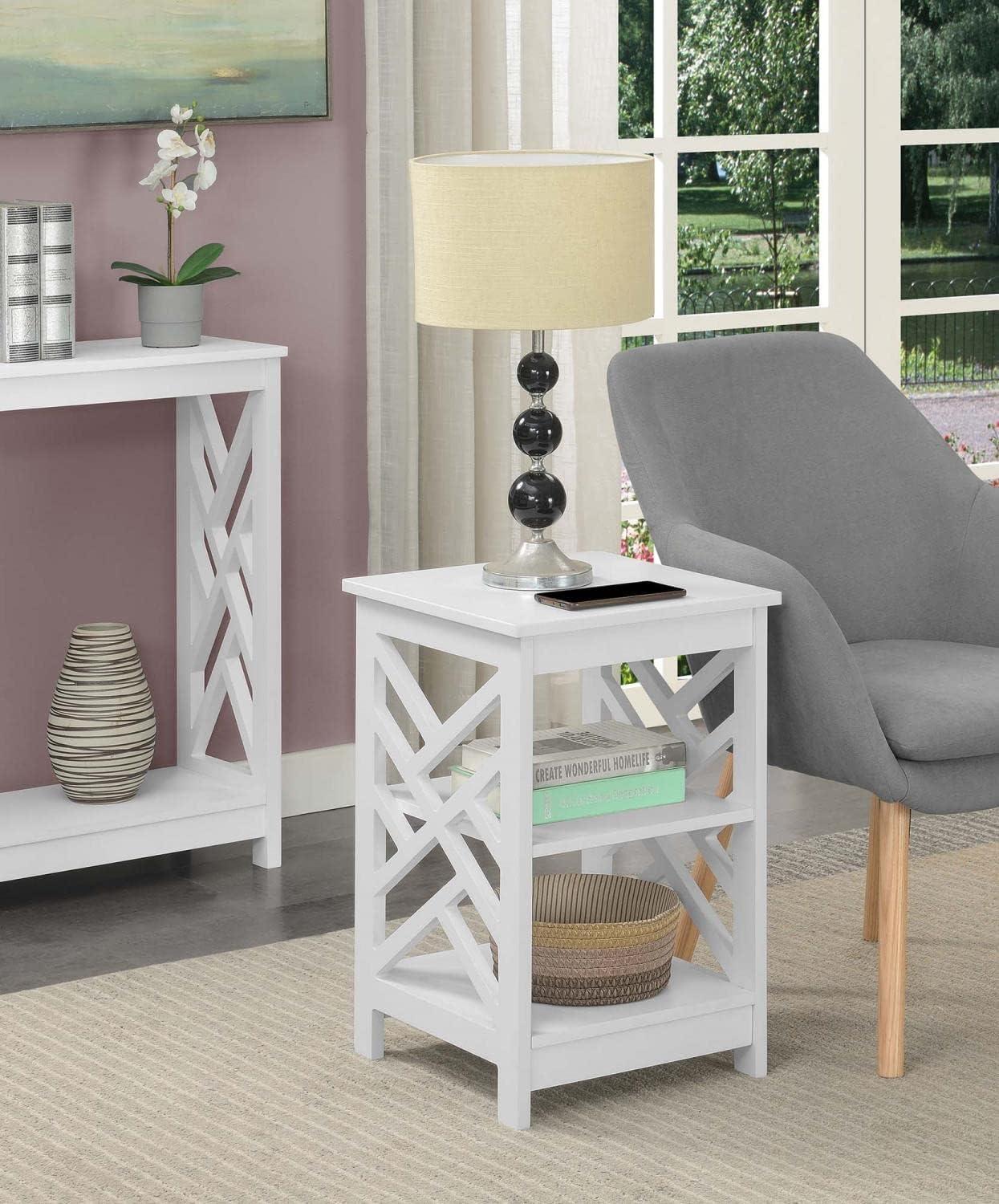 Titan End Table with Shelves White