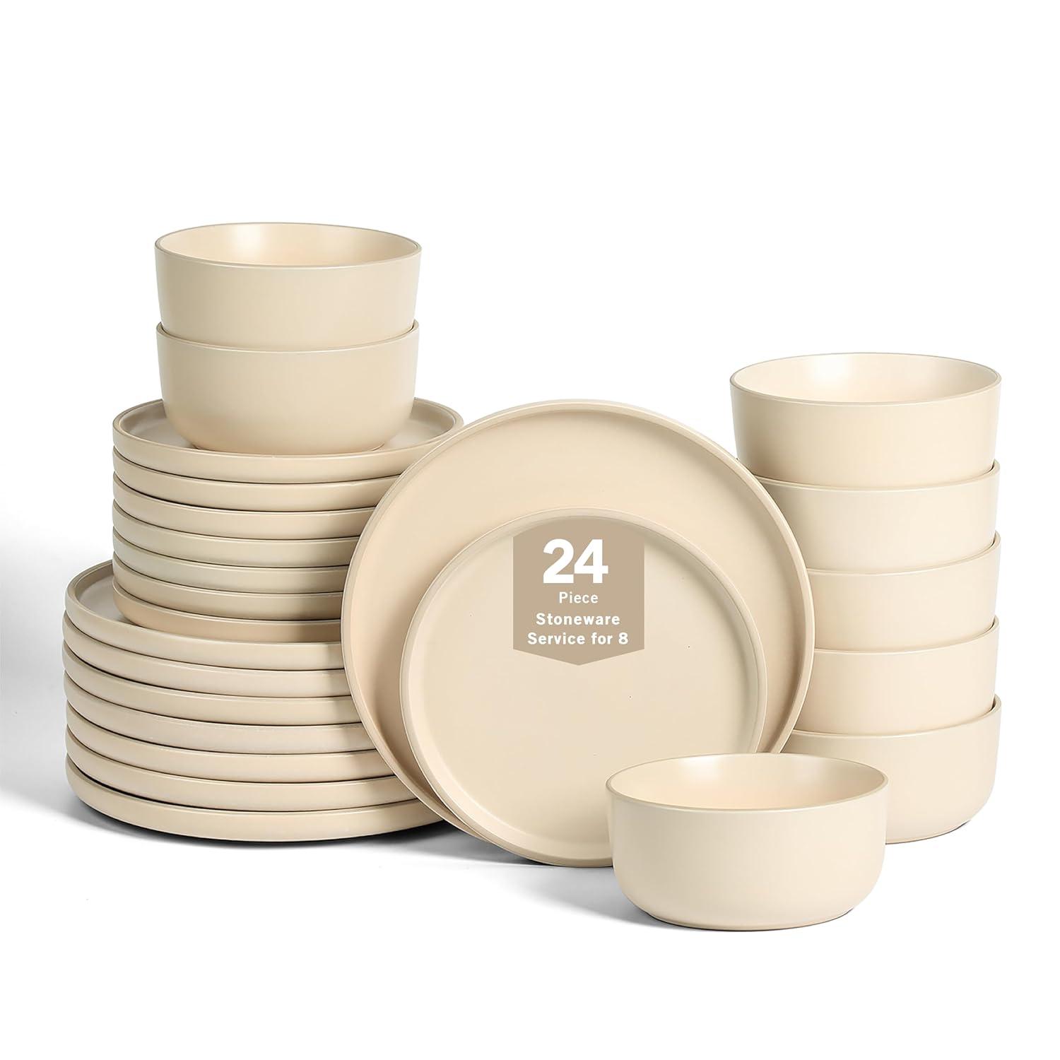 Earth & Clay Amber 24-Piece Dinnerware Set Stoneware