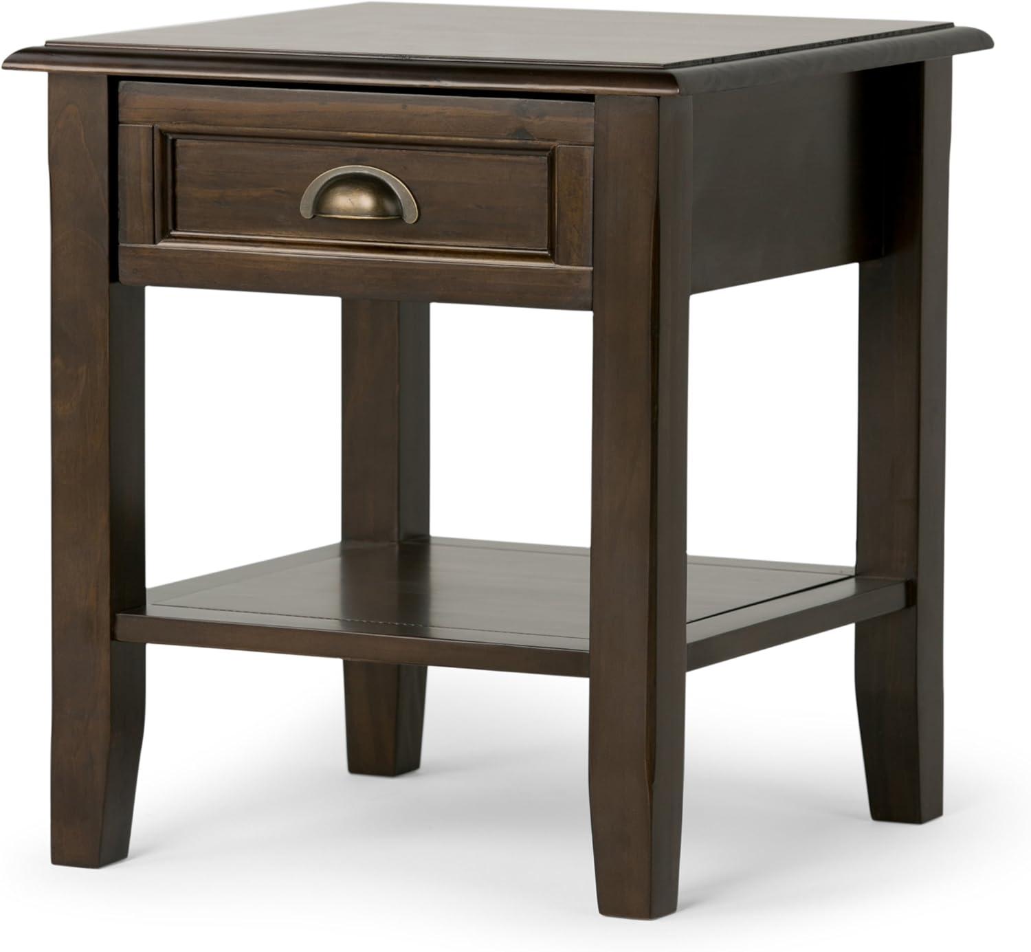 Burlington Mahogany Brown 18" Square Wood End Table with Storage