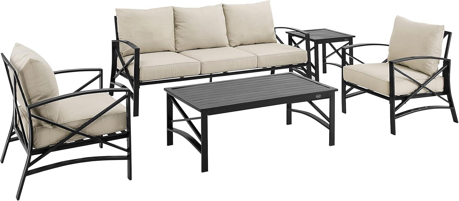 Kaplan 5pc Outdoor Sofa Set - Oatmeal - Crosley: Steel Frame, Transitional Design, Patio Lounge Furniture