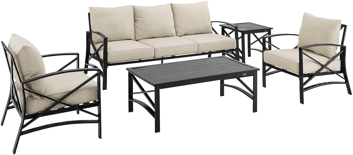 Kaplan 5pc Outdoor Sofa Set - Oatmeal - Crosley: Steel Frame, Transitional Design, Patio Lounge Furniture
