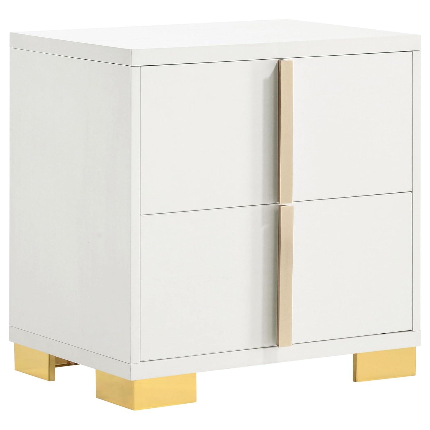 Coaster Company 4-Piece Contemporary Wood Queen Bedroom Set, White/Gold